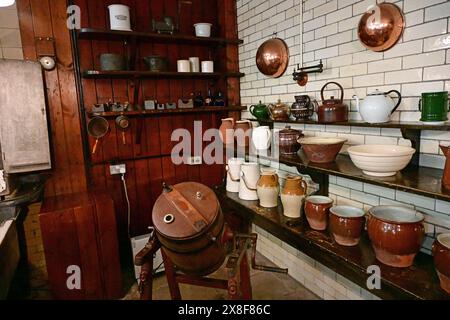 Cragside, maison de William et Margaret Armstrong, cuisine, Northumberland Banque D'Images