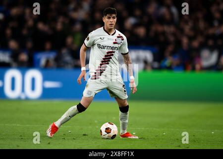 Dublin, Irlande. 22 mai 2024. Piero Hincapie du Bayer 04 Leverkusen en action lors de la finale de l'UEFA Europa League entre Atalanta BC et Bayer 04 Leverkusen. Crédit : Nicolò Campo/Alamy Live News Banque D'Images