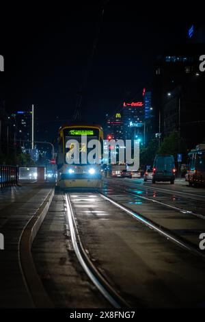 Tramways du centre-ville de Varsovie Banque D'Images