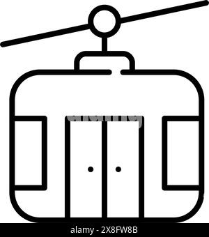 Téléphérique. Système de transport de montagne moderne. Station de ski, lieux d'attraction touristique. Pixel Perfect, icône modifiable Illustration de Vecteur