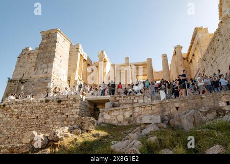 Les Propylées, l'acropole d'Athènes, Athènes (Athina), le Centre d'Athènes, Grèce Banque D'Images