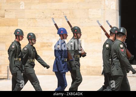 Soldats de la garde d'honneur turque au mausolée d'Anitkabir. Banque D'Images