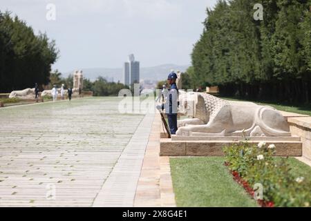 Soldats de la garde d'honneur turque au mausolée d'Anitkabir. Banque D'Images