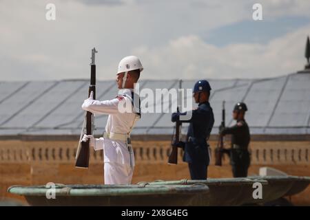 Soldats de la garde d'honneur turque au mausolée d'Anitkabir. Banque D'Images