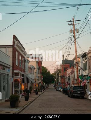 Maryland Avenue au coucher du soleil à Annapolis, Maryland Banque D'Images