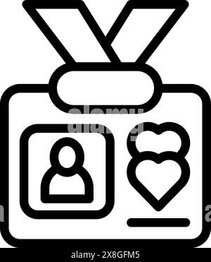 Illustration vectorielle d'une icône de badge avec un cœur, symbolisant l'appréciation et la reconnaissance des employés Illustration de Vecteur