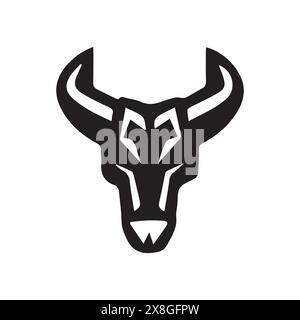 Tête de vache de taureau abstrait ligne art logo design Taurus illustration de symbole vectoriel. Bull, vache, Angus, modèle de logo d'icône de vecteur de tête de bétail Illustration de Vecteur