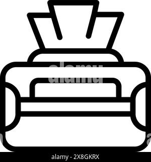 Illustration vectorielle moderne en noir et blanc d'une icône d'imprimante de bureau dans un style d'art au trait simple, représentant la technologie numérique et l'équipement d'affaires. Idéal pour les conceptions Web et d'interface utilisateur Illustration de Vecteur