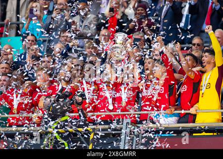 Lors de la finale de la FA Cup entre Manchester City et Manchester United au stade de Wembley, Londres, le samedi 25 mai 2024. (Photo : Mike Morese | mi News) crédit : MI News & Sport /Alamy Live News Banque D'Images