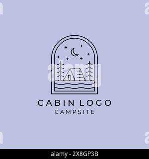 modèle vectoriel d'art de ligne de cabine en bois illustration de modèle simple Illustration de Vecteur
