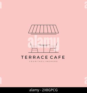 terrasse café logo vecteur illustration graphique de conception, symbole de logo d'art de ligne Illustration de Vecteur