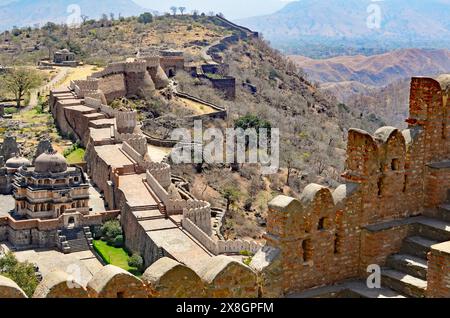 Fort de Kumbhalgarh, Grande Muraille d'Inde, Kumbhalgarh, Rajsamand, Rajasthan, Inde. Banque D'Images