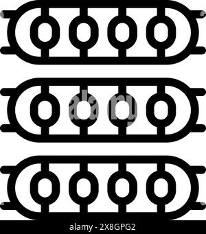 Art vectoriel abstrait avec des rangées de cylindres interconnectés dans un contraste noir et blanc audacieux Illustration de Vecteur