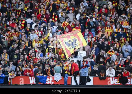 Malines, Belgique. 25 mai 2024. Les supporters de Malines photographiés au début d'un match de football entre KV Mechelen et Standard de Liège, samedi 25 mai 2024 à Malines, le jour 10, dernier jour de la saison 2023-2024 de la première division du championnat belge 'Jupiler Pro League'. BELGA PHOTO TOM GOYVAERTS crédit : Belga News Agency/Alamy Live News Banque D'Images