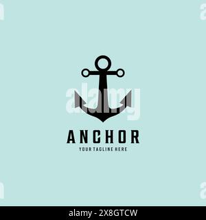 Anchor logo Template Design vecteur et vague océanique, emblème, concept Design, symbole créatif, icône Illustration de Vecteur