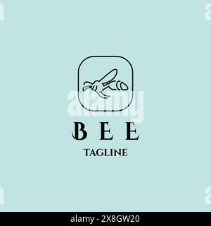 design vectoriel de logo minimaliste d'abeille d'art au trait Illustration de Vecteur