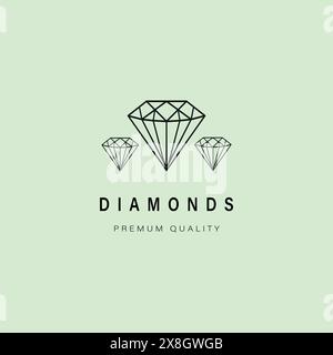 logo minimaliste de conception vectorielle de diamants d'art au trait Illustration de Vecteur