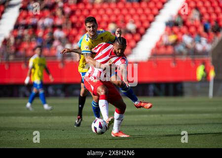 JAVI Hernández joueur de milieu de terrain espagnol de Cadix CF, pendant le match, LUIS Suárez attaquant colombien de UD Almeria pendant le match, UD ALMERIA vs CADIZ CF, EA Sport League, Championnat de première Division, Power Horse Stadium Almeria, 25 mai 2024 Banque D'Images