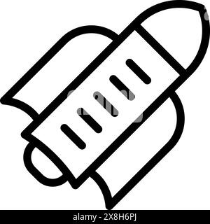 Illustration vectorielle simplifiée d'une icône de fusée spatiale sur un fond blanc Illustration de Vecteur