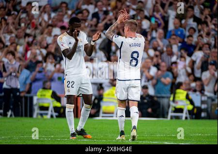 Madrid, Madrid, Espagne. 25 mai 2024. Lors du match de football de la Liga EA Sports 2023/24 entre le Real Madrid et le Real Betis à l'Estadio Santiago Bernabeu le 25 mai 2024 à Madrid, Espagne. (Crédit image : © Alberto Gardin/ZUMA Press Wire) USAGE ÉDITORIAL SEULEMENT! Non destiné à UN USAGE commercial ! Banque D'Images