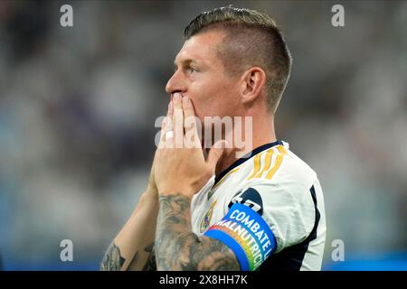 Madrid, Espagne. 25 mai 2024. Lors du match de Liga entre le Real Madrid et le Real Betis, il joue au stade Santiago Bernabeu le 25 mai 2024 à Madrid, en Espagne. (Photo de Cesar Cebolla/PRESSINPHOTO) crédit : AGENCE SPORTIVE PRESSINPHOTO/Alamy Live News Banque D'Images