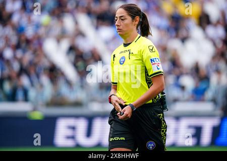 Maria Sole Ferrieri Caputi (arbitre) lors du championnat italien Serie A match de football entre la Juventus FC et l'AC Monza le 25 mai 2024 au stade Allianz de Turin, Italie - crédit : Luca Rossini/E-Mage/Alamy Live News Banque D'Images