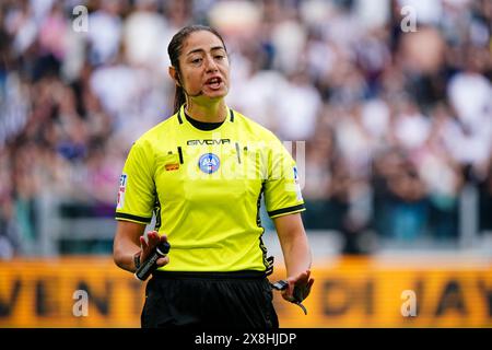 Turin, Italie. 26 mai 2024. Maria Sole Ferrieri Caputi (arbitre) lors du championnat italien Serie A match de football entre la Juventus FC et l'AC Monza le 25 mai 2024 au stade Allianz de Turin, Italie - photo Morgese-Rossini/DPPI crédit : DPPI Media/Alamy Live News Banque D'Images