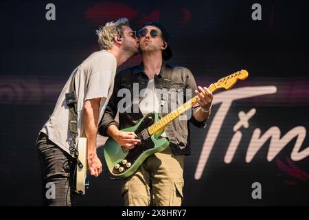 Jack Barakat et Alex Gaskarth de All Time Low jouent le jour 1 de BottleRock Napa Valley à Napa Valley Expo le 24 mai 2024 à Napa, Californie. Photo : Chris Tuite/imageSPACE Banque D'Images