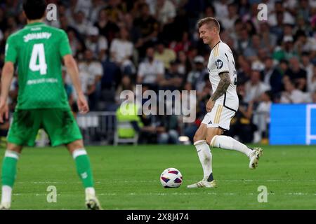 Madrid, Espagne. 25 mai 2024. Madrid Espagne ; 25/05/2024.- dernier match de Toni Kroos avec le Real Madrid. Le Real Madrid termine 0-0 avec le Real Betis dans la Ligue espagnole de football lors de sa 38e journée. Crédit : Juan Carlos Rojas/dpa/Alamy Live News Banque D'Images