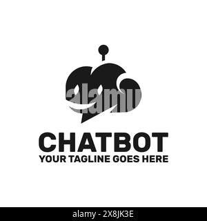 Modèle de logo des services SAAS chatbot, un robot souriant en forme de cloud. Illustration de Vecteur