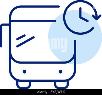 Bus et horloge. Horaire des transports en commun. Mobilité urbaine. Icône de contour pixel Perfect, modifiable Illustration de Vecteur