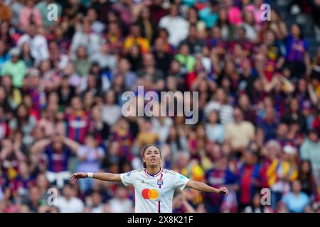 Barcelone, Espagne. 25 mai 2024. Selma Bacha de l'Olympique Lyonnais réagit lors de la finale de l'UEFA Women's Champions League entre le FC Barcelone et l'Olympique Lyonnais joués au stade San Mames le 25 mai 2024 à Bilbao en Espagne. (Photo de Bagu Blanco/PRESSINPHOTO) crédit : AGENCE SPORTIVE PRESSINPHOTO/Alamy Live News Banque D'Images