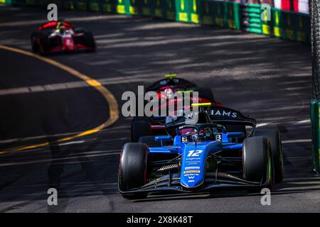 12 COLAPINTO Franco (Arg), MP Motorsport, Dallara F2 2024, action lors de la 5ème manche du Championnat FIA de formule 2 2024 du 23 au 26 mai 2024 sur le circuit de Monaco, à Monaco - photo Eric Alonso / DPPI Banque D'Images