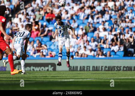 Saint-Sébastien, Espagne. 25 mai 2024. Aritz Elustondo (Sociedad) Football/Football : Espagnol 'LaLiga EA Sports' match entre Real Sociedad 0-2 Club Atletico de Madrid au Reale Arena de Saint-Sébastien, Espagne . Crédit : Mutsu Kawamori/AFLO/Alamy Live News Banque D'Images