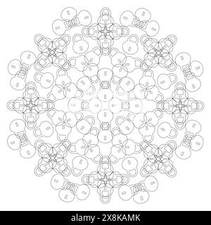 Mandala noir et blanc avec cadenas sur fond blanc Illustration de Vecteur