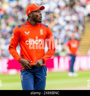 Englands Jofra Archer lors du deuxième Vitality T20 International entre l'Angleterre et le Pakistan Banque D'Images