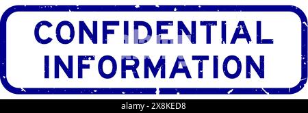 Grunge bleu confidentiel information mot carré caoutchouc sceau timbre sur fond blanc Illustration de Vecteur