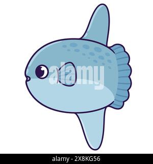 Dessin de Sunfish de dessin animé mignon. Poisson de soleil dans le style dessiné à la main simple, illustration vectorielle. Illustration de Vecteur