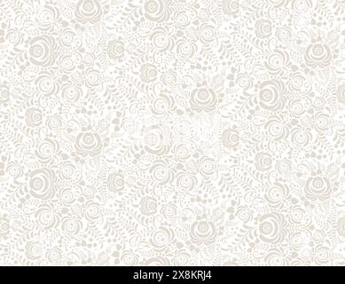 Fond floral décoratif abstrait. motif sans couture en neutre moderne plat. Formes arrondies isolées dessinées à la main. Découpez des feuilles de fleurs silhouettes Illustration de Vecteur