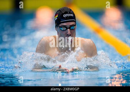 LONDRES, ROYAUME-UNI. 26 mai 2024. L’Allemand Cedric Büssing participe aux manches mi du 200m masculin lors de l’AP Race London International 2024 au London Aquatics Centre le dimanche 26 mai 2024. LONDRES ANGLETERRE. Crédit : Taka G Wu/Alamy Live News Banque D'Images