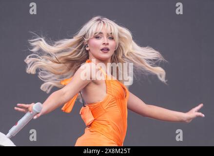 Sabrina Carpenter pendant le BBC Radio1 Big Weekend à Stockwood Park, Luton. Date de la photo : dimanche 26 mai 2024. Banque D'Images