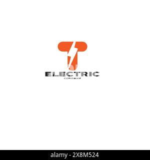 Design moderne et attrayant du logo de tension électrique de la lettre T. Illustration de Vecteur