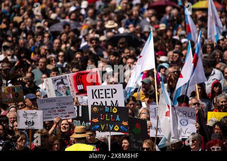 Galice, Espagne. 26 mai 2024, Palas de Rey, Lugo, EspaÃ±a : les gens manifestent contre l'usine de pâte Altri à Palas de Rey, province de Lugo en Galice, Espagne (crédit image : © Elena Fernandez/ZUMA Press Wire) USAGE ÉDITORIAL SEULEMENT! Non destiné à UN USAGE commercial ! Crédit : ZUMA Press, Inc/Alamy Live News Banque D'Images