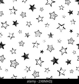 Fond transparent des étoiles de doodle. Étoiles noires dessinées à la main sur fond blanc. Illustration vectorielle Illustration de Vecteur