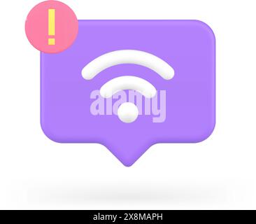 Erreur de réseau Internet wi fi brouillage signal wifi sans fil conseils rapides icône 3d illustration vectorielle réaliste. Échec en ligne problème d'accès à la connexion e Illustration de Vecteur