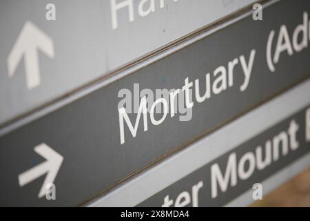 Manchester NHS signe pour Mortuary Banque D'Images
