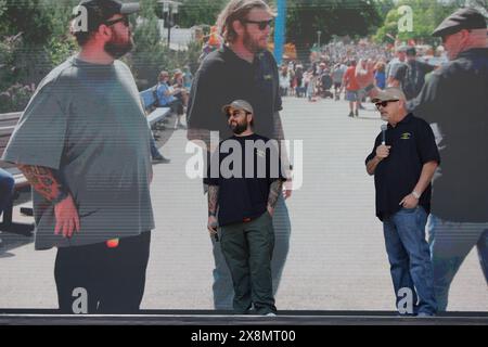 Mexico, Mexique. 26 mai 2024. Rick Harrison (R) et Chumlee (c), stars du programme le Prix de l'histoire, sont au Papalote Museo del Ninx à Mexico, Mexique, le 12 octobre 2023, pour l'événement History Fest, où ils participent à des activations simultanées de la scène principale, histoire demain, histoire Cinéma, et History Forum, ainsi que des espaces de divertissement tels que History Kids, History Travel et Extreme History, le 26 mai 2024, à Mexico. (Photo de Gerardo Vieyra/NurPhoto) crédit : NurPhoto SRL/Alamy Live News Banque D'Images