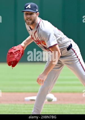 Pittsburgh, États-Unis. 26 mai 2024. Chris Sale (51), lanceur des Braves d'Atlanta, affronte les Pirates de Pittsburgh au PNC Park le dimanche 26 mai 2024 à Pittsburgh. Photo par Archie Carpenter/UPI crédit : UPI/Alamy Live News Banque D'Images