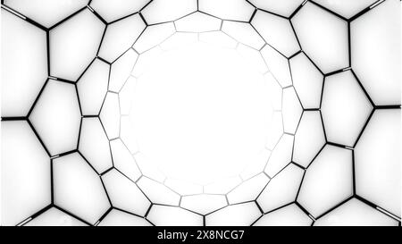 Animation de structure de NANOTUBES. Conception. Tunnel hexagonal sans fin. Banque D'Images