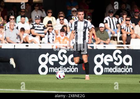 Carthagène, Espagne. 26 mai 2024. DIEGO MORENO joueur défenseur espagnol du FC Cartagena, pendant le match, FC Cartagena vs SD Huessca, match régulier de la ligue Hypermotion stade Cartagonova, Carthagène, région de Murcie Espagne, mai 26 2024. Crédit : Pascu Méndez/Alamy Live News Banque D'Images